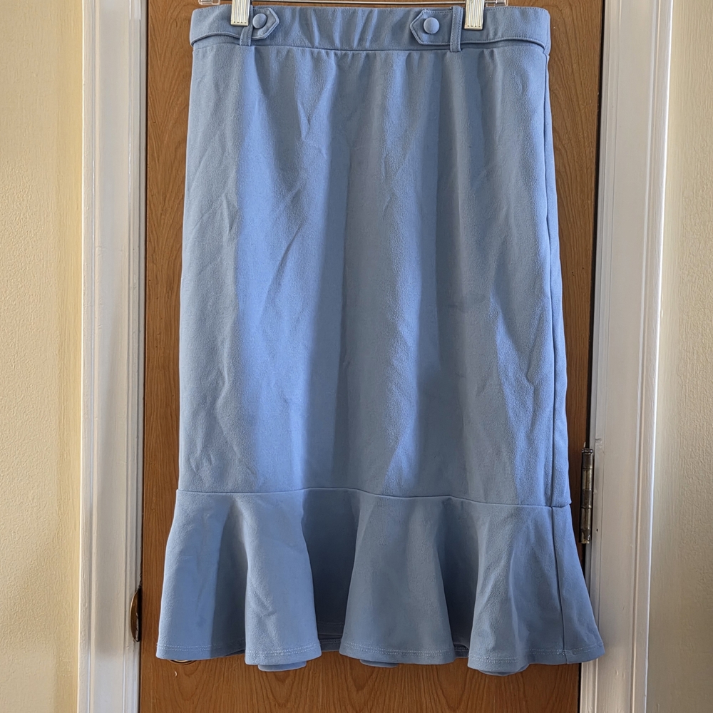 Light Blue Ruffle Hem Skirt